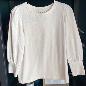 Loft Puff Shoulder Top Cream - Size Medium - Cream